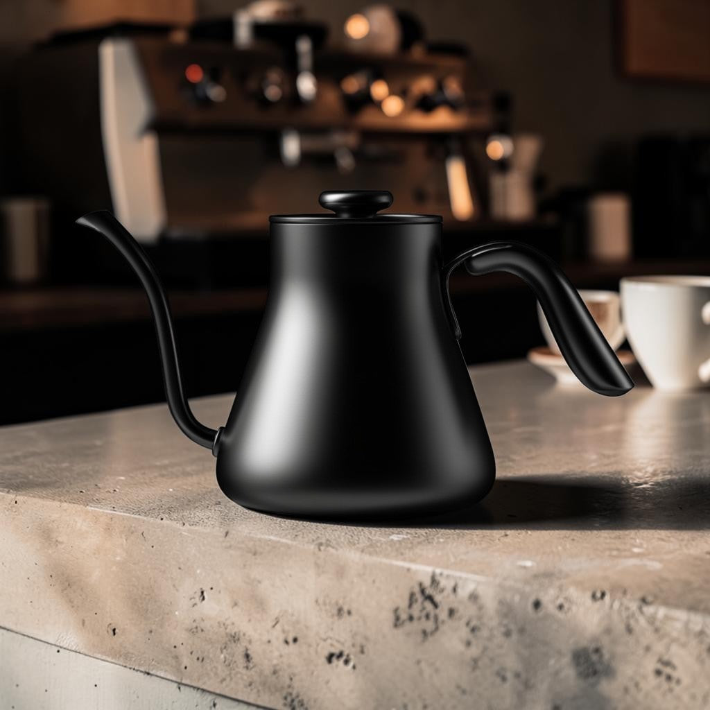 Milod Matte Black Stainless Steel Gooseneck Coffee Kettle - 350ml Precision Pour-Over Tea and Coffee Drip Pot