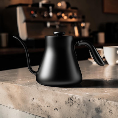 Milod Matte Black Stainless Steel Gooseneck Coffee Kettle - 350ml Precision Pour-Over Tea and Coffee Drip Pot